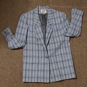 Vintage Pendleton Petite Purple Pink Gray Wool Size 10 Blazer